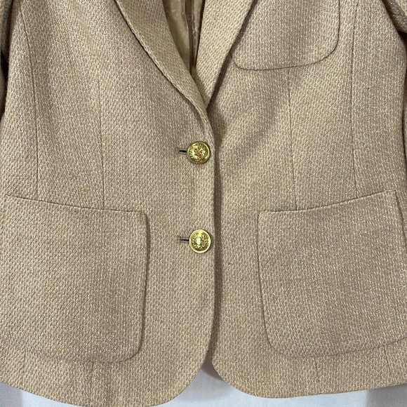 C. Wonder Wool Tweed Blazer Size 4 Tan With Hold Metallic Throughout EUC - Picture 2 of 10